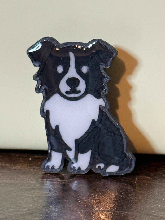 Buddy the Border Collie Pin | 3D Printed Resin Pin Badge | Not Made For This