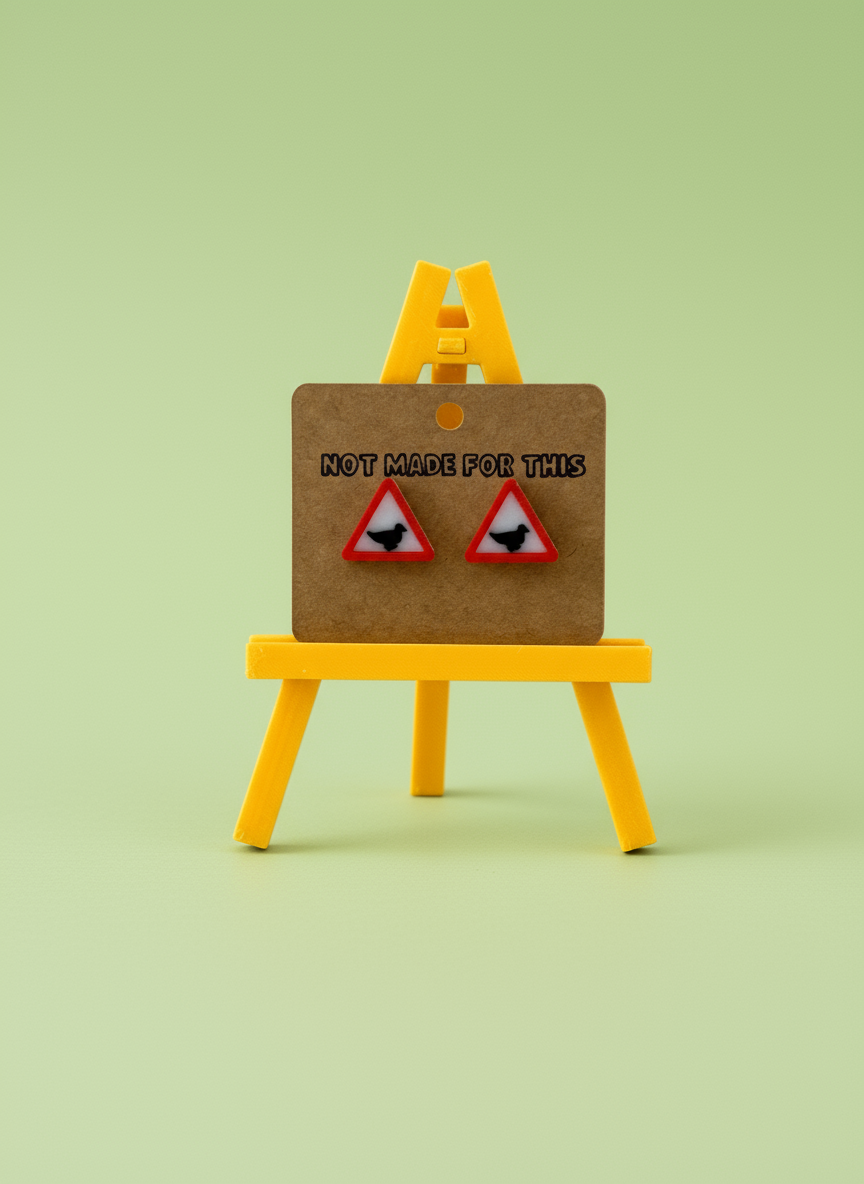 Warning! Ducks Stud Earring - Not Made For This