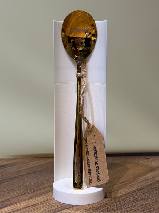 Spoon-012- Gold Coloured Novelty Long Round Scoop | Not Made For This | Spoon Market