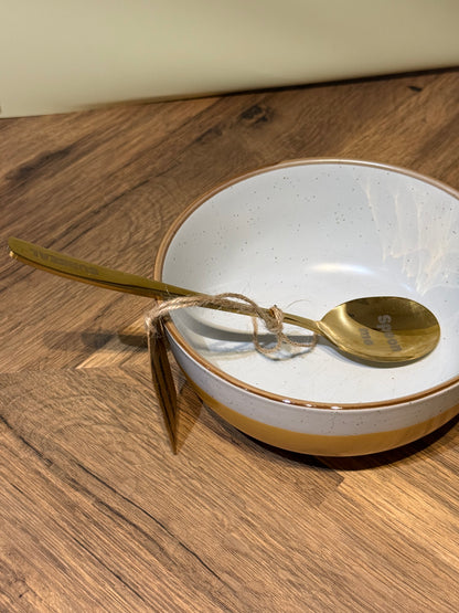 Spoon-012- Gold Coloured Novelty Long Round Scoop | Not Made For This | Spoon Market