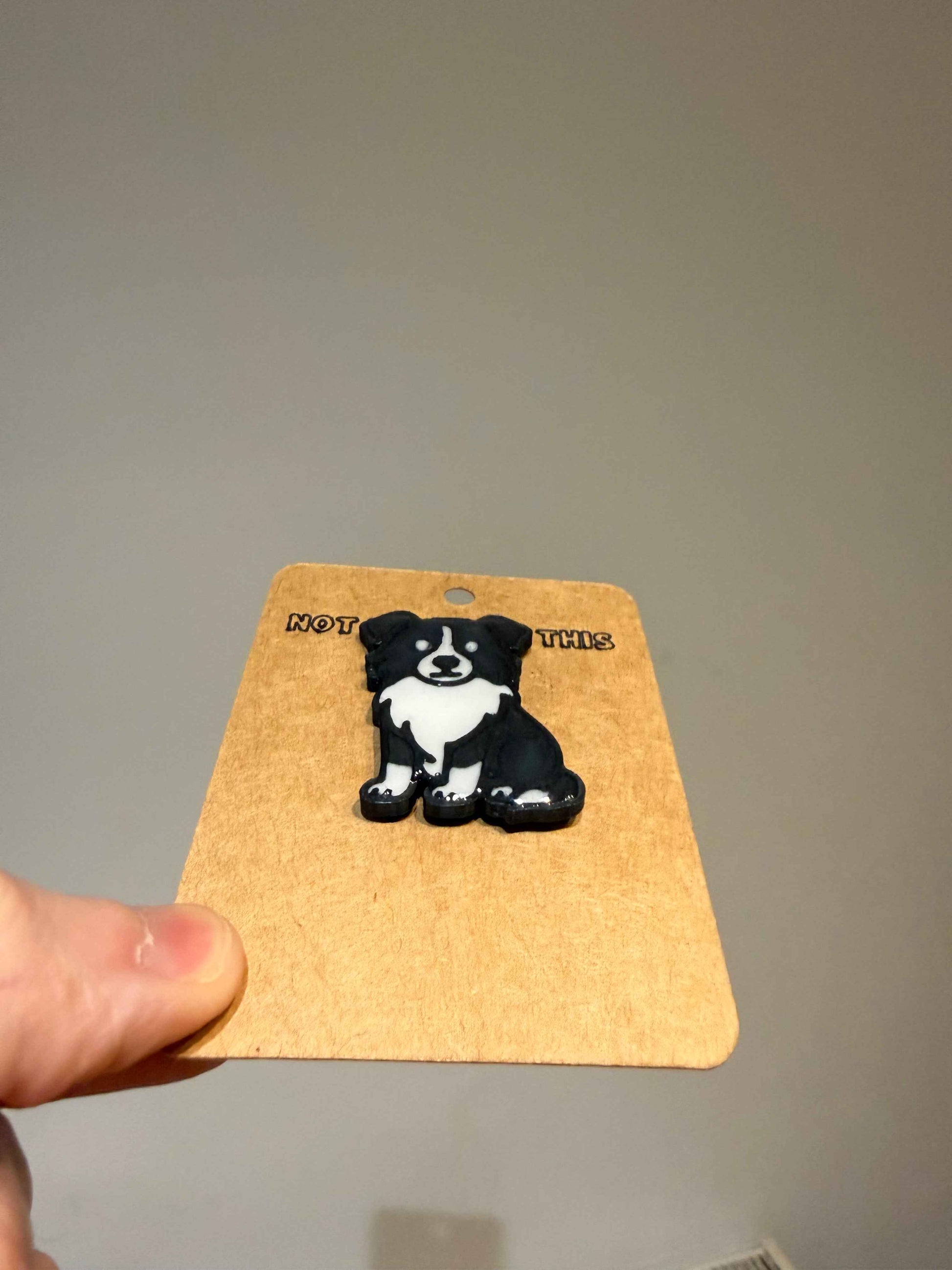 Buddy the Border Collie Pin | 3D Printed Resin Pin Badge | Not Made For This