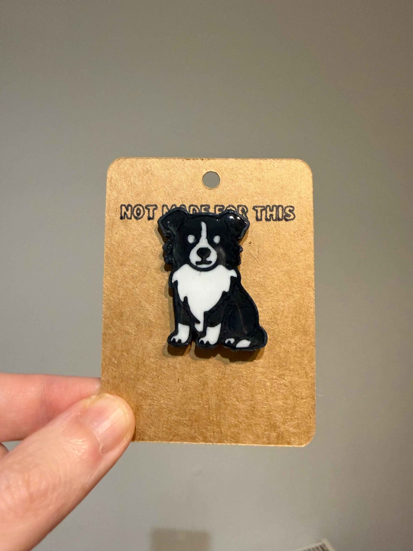 Buddy the Border Collie Pin | 3D Printed Resin Pin Badge | Not Made For This