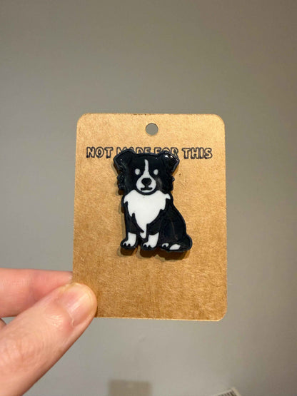 Buddy the Border Collie Pin | 3D Printed Resin Pin Badge | Not Made For This