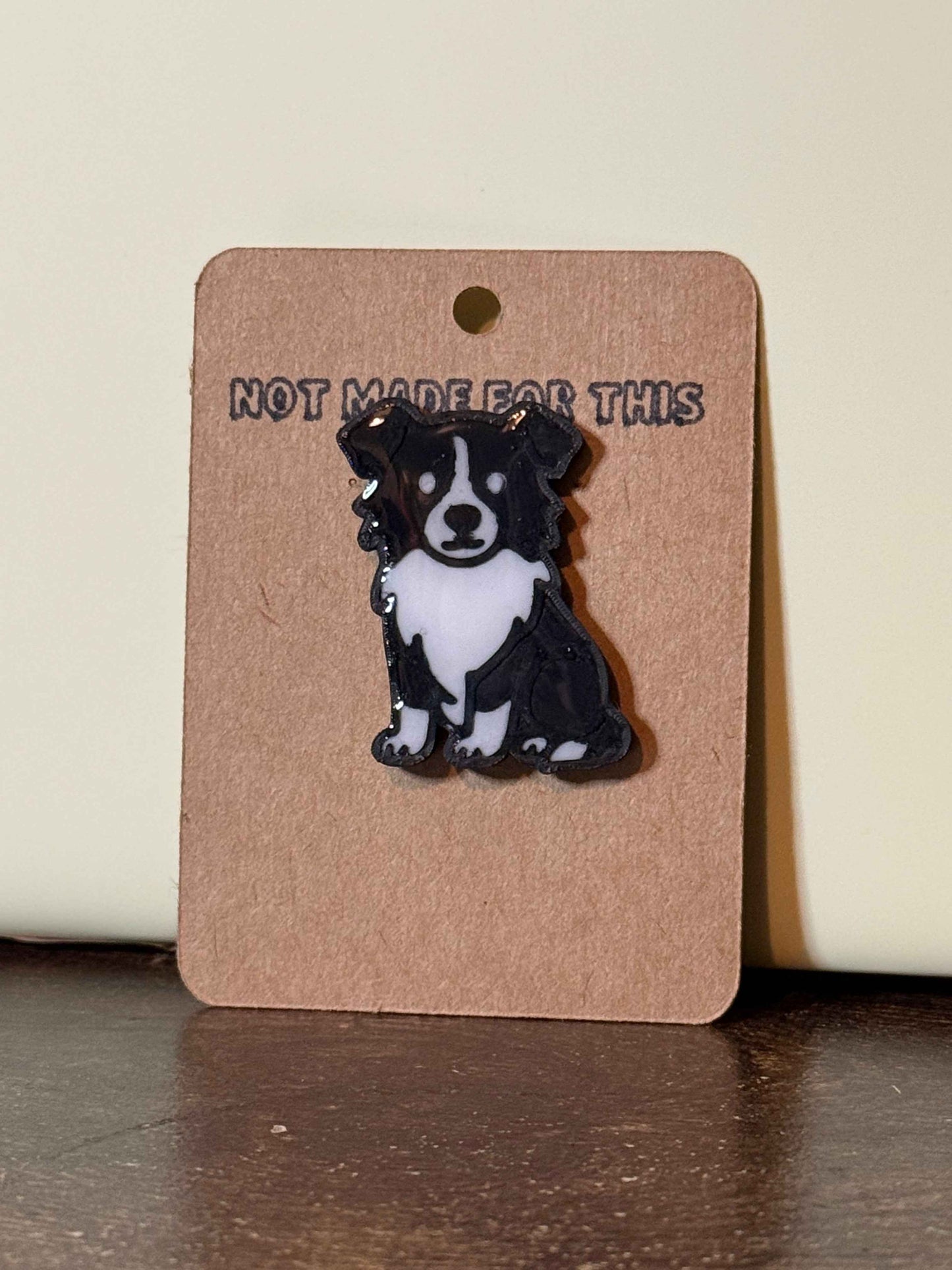 Buddy the Border Collie Pin | 3D Printed Resin Pin Badge | Not Made For This