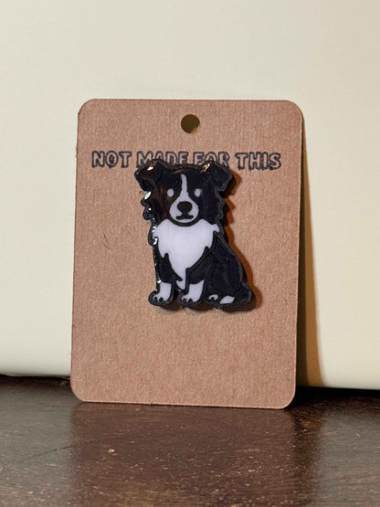 Buddy the Border Collie Pin | 3D Printed Resin Pin Badge | Not Made For This