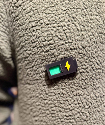 Social Battery Sliding Pin | 3D Printed Pin Badge | Not Made For This