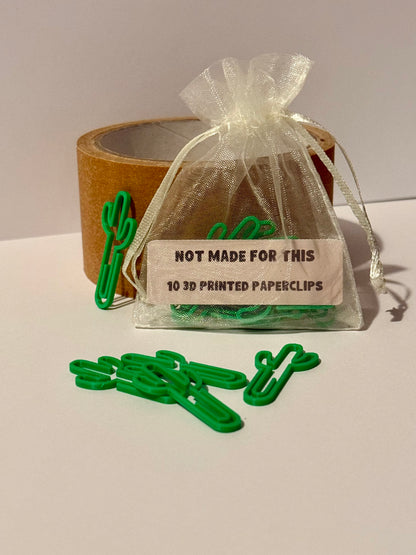 Cactus Paperclip 10 Pack | 3D Printed Novelty Paperclips | Not Made For This