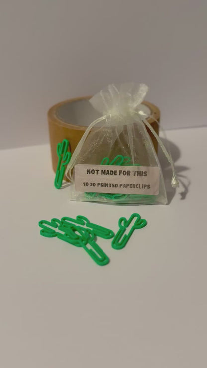 Cactus Paperclip 10 Pack | 3D Printed Novelty Paperclips | Not Made For This